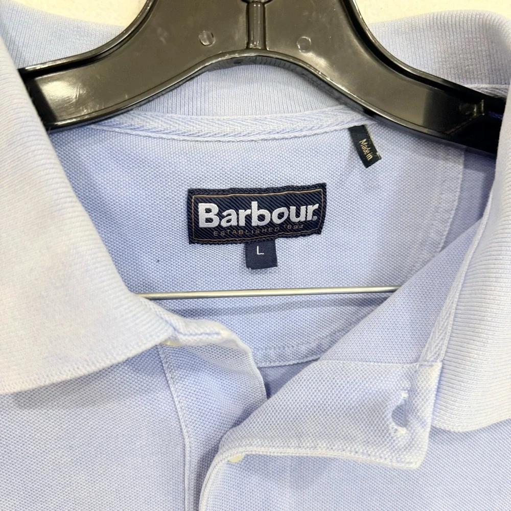 Barbour Washed Sports Polo Shirt Light Blue‎ Men’s Size Large